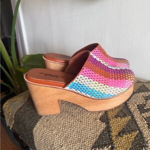 Charlotte Stone Multicolor Woven Platform Marlo Clogs  - never worn !